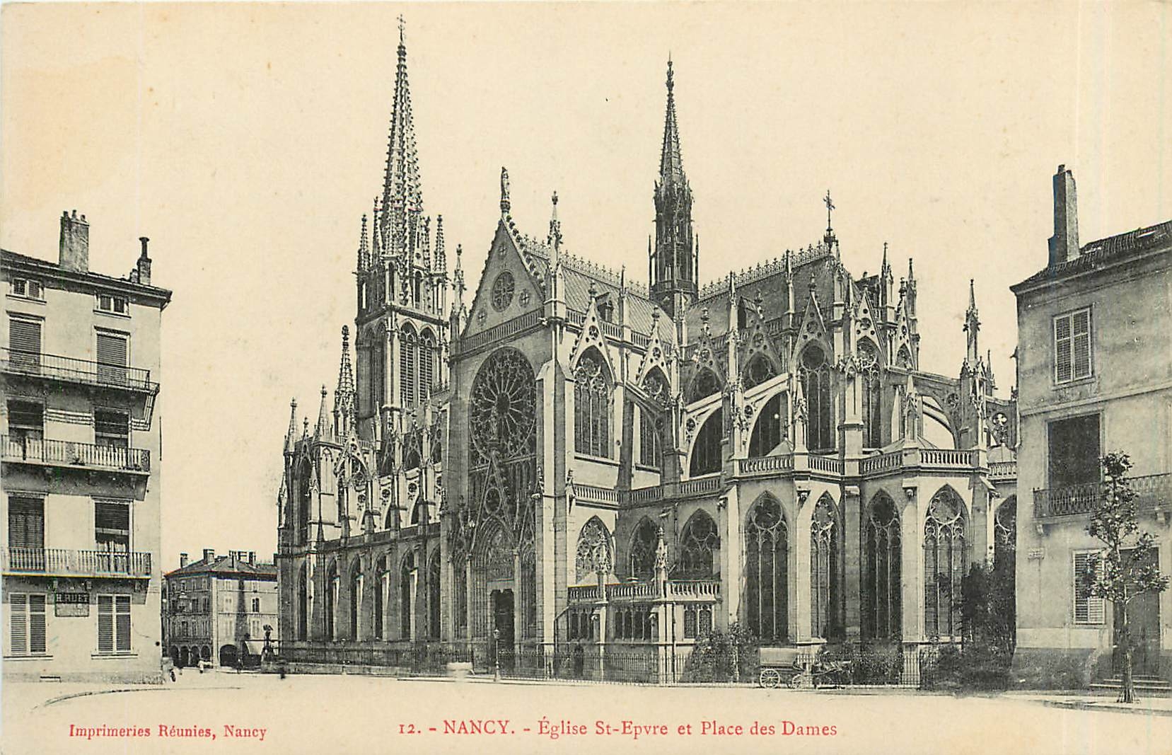 CPA Nancy Eglise St Epvre et place des Dames