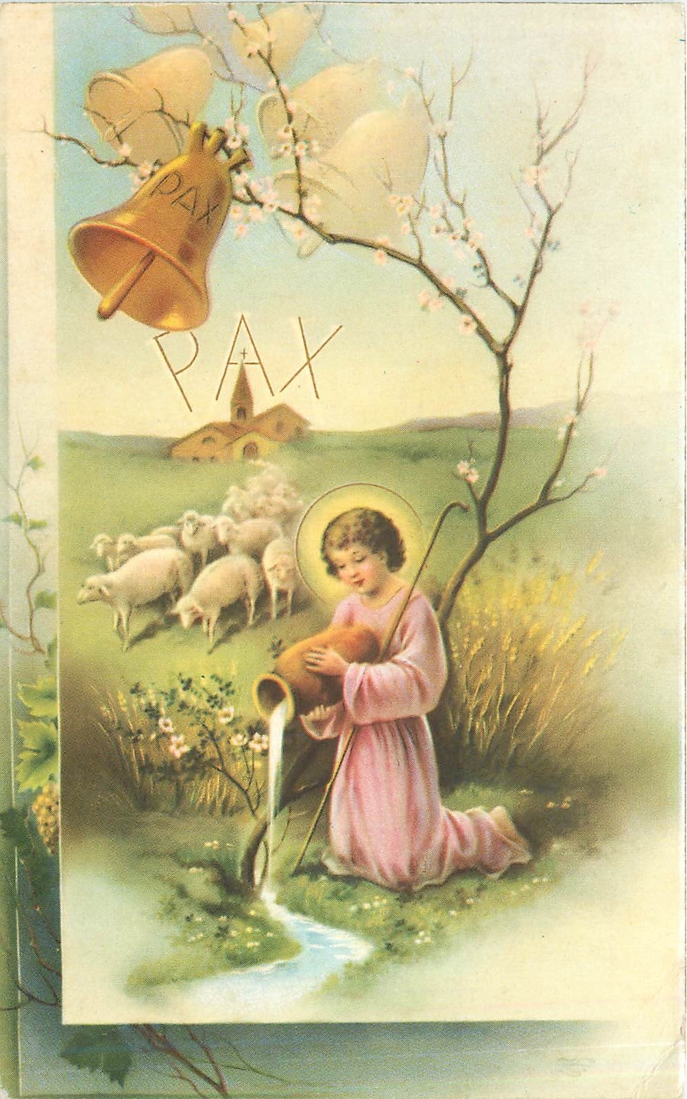 CPA Pax Ange Cloche Moutons