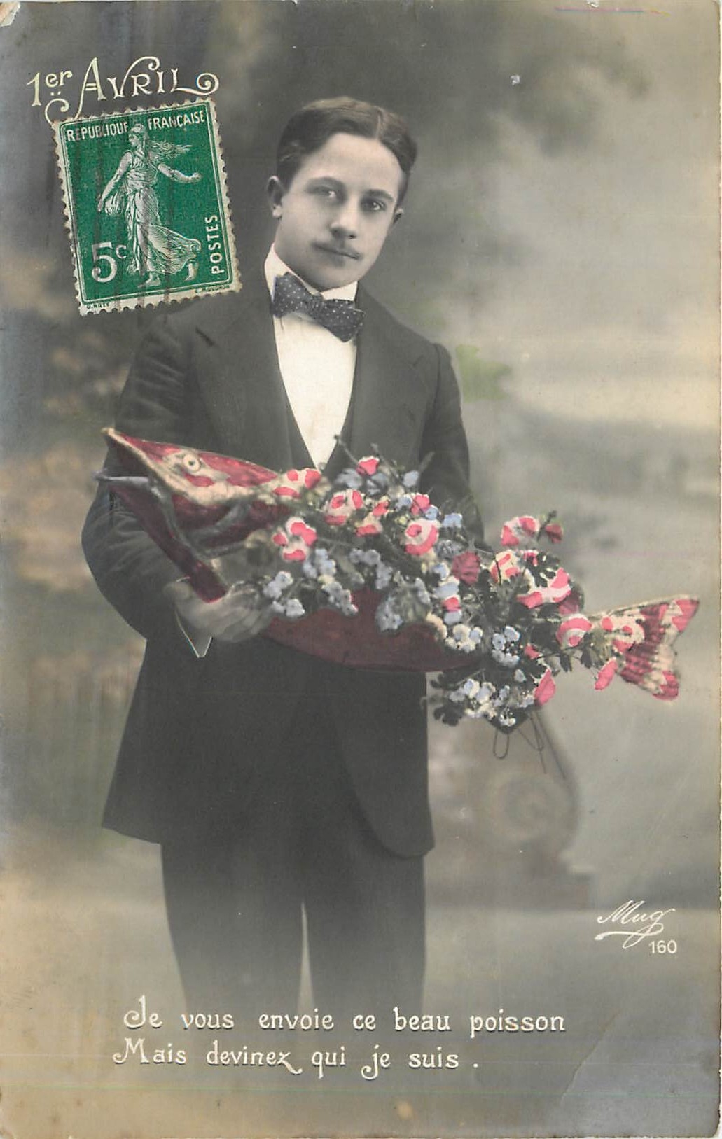 CPA 1er Avril je vous envoie ce beau poisson mais devinez qui je suis 