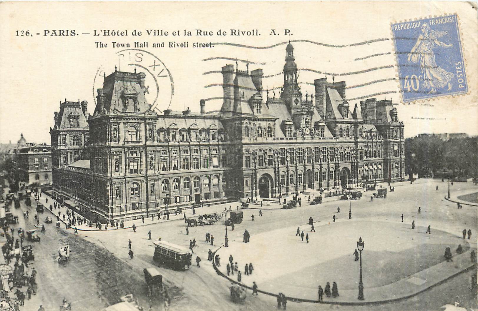 CPA Paris L'Hotel de Ville et la Rue de Rivoli