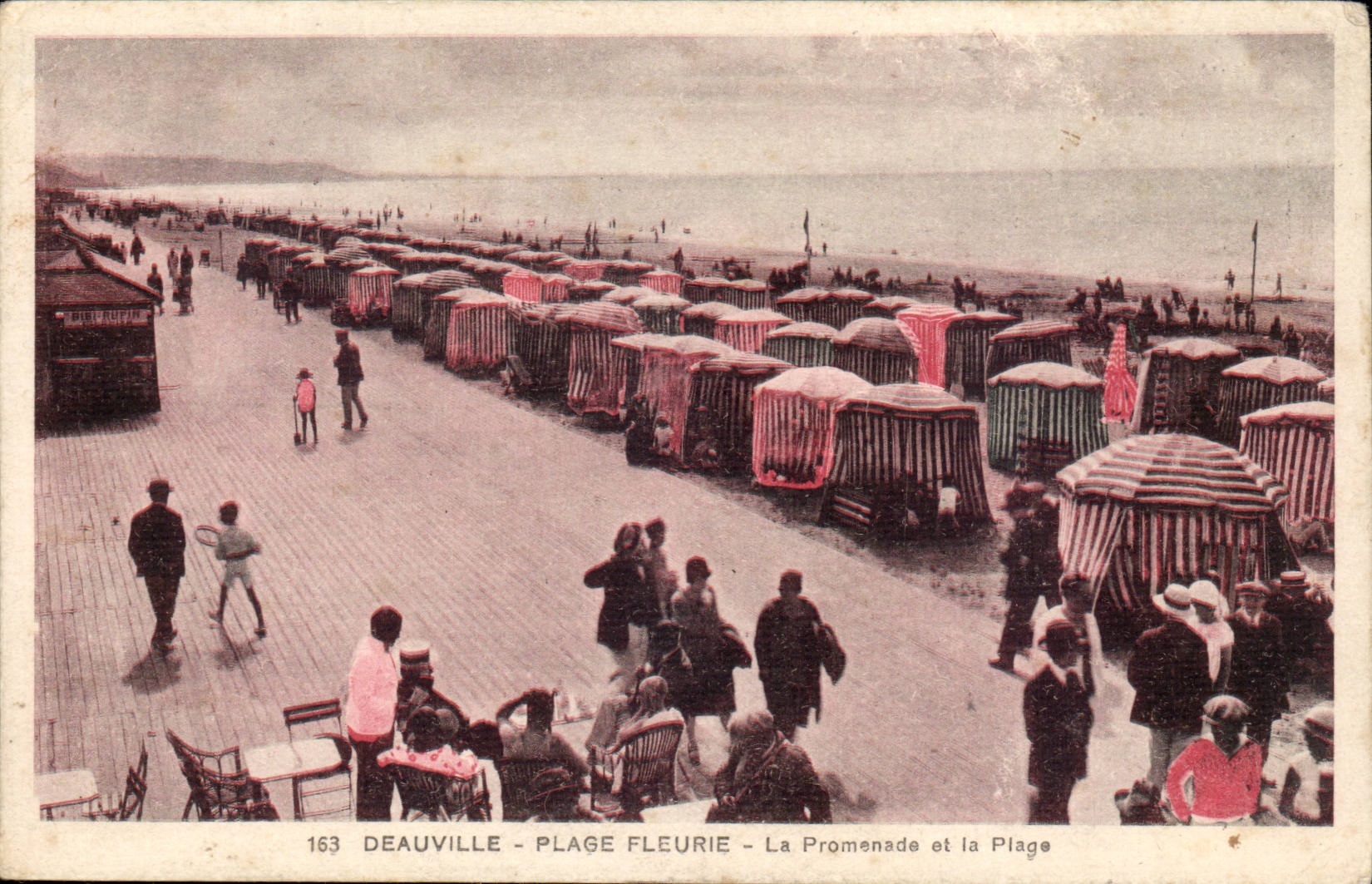 Deauville CPA flowered Beach the walk and the beach