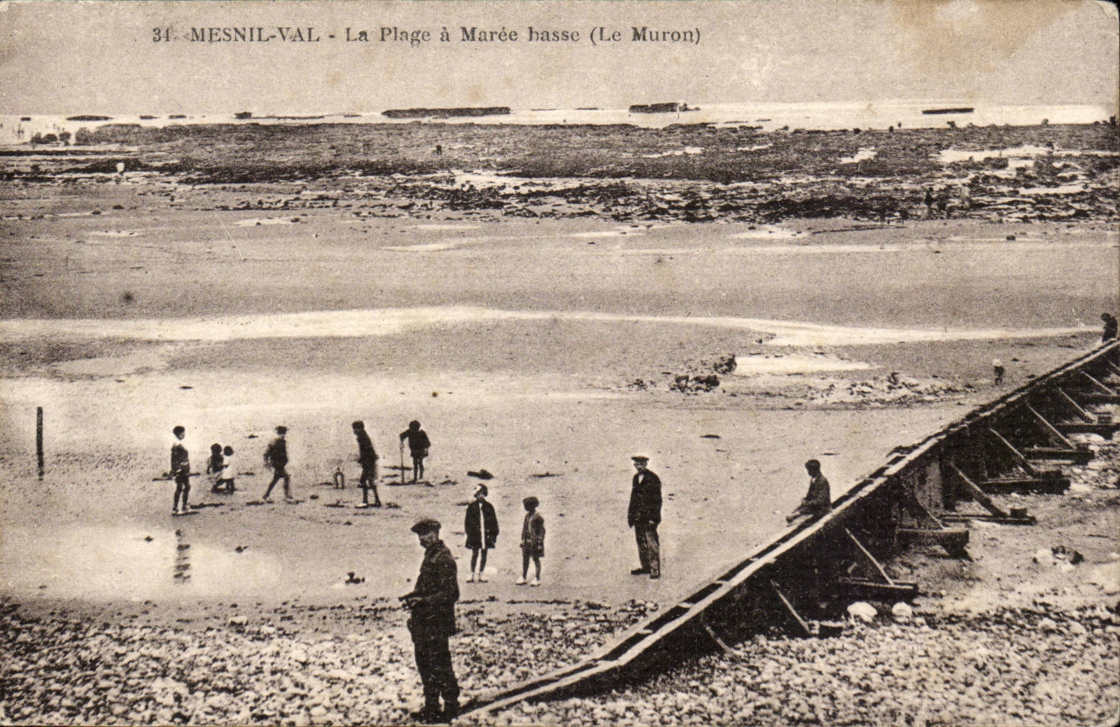 Mesnil Val CPA der Strand hat niedrige Gezeiten (Muron)