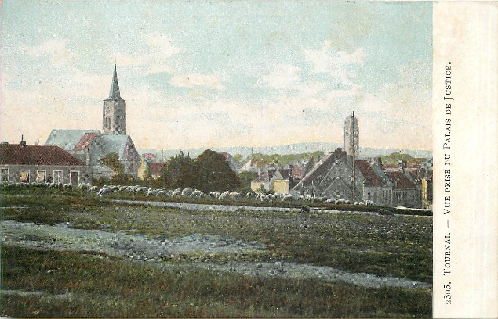 CPA Tournai vue prise du palais de justice