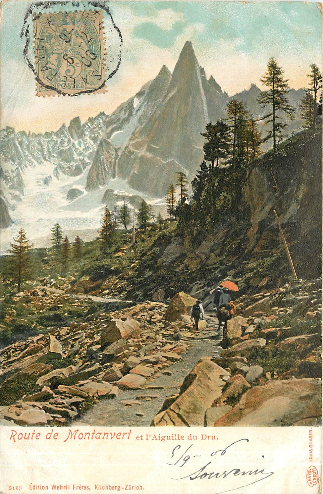 CPA Route de Montanvert et l'Aiguille du Dru 