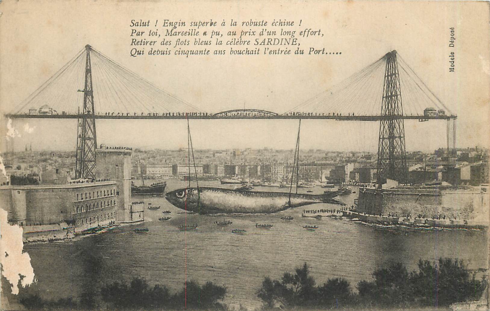 CPA Salut Engin superbe a la robuste echine par toi Marseille a pu au prix d'un long effort retirer 