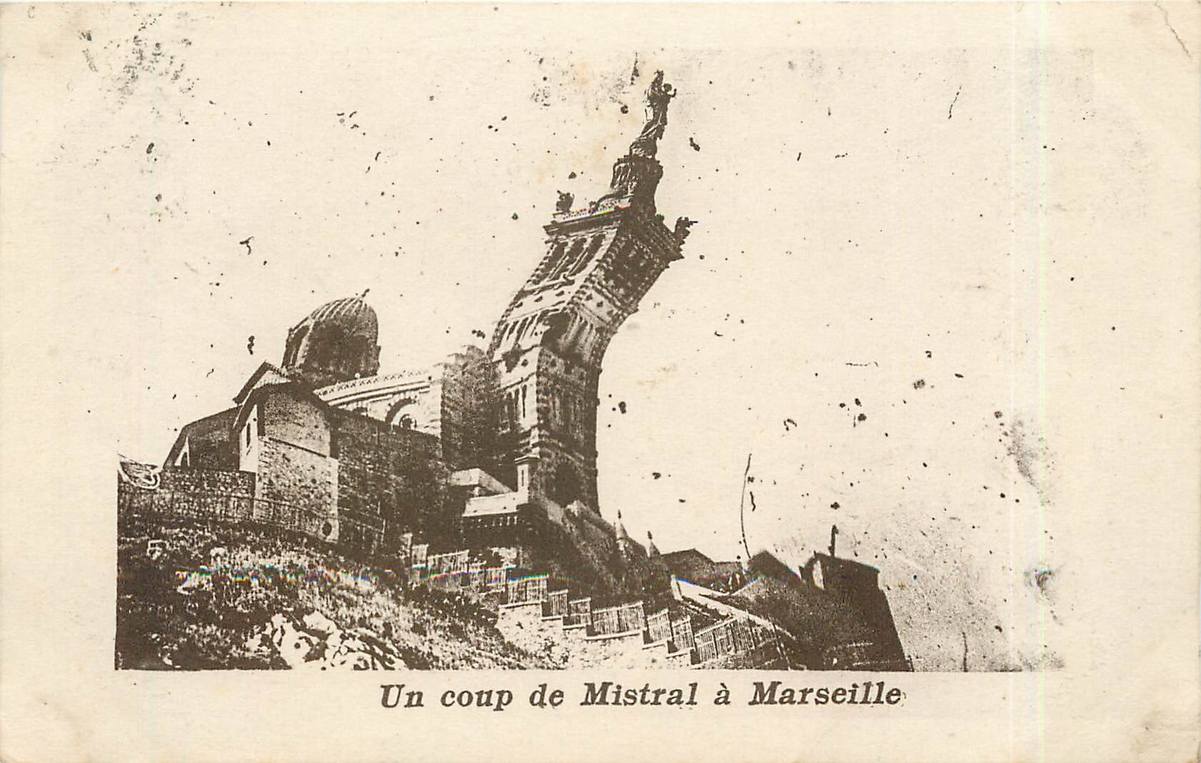 CPA Un coup de Mistral a Marseille Vignette Tuberculose