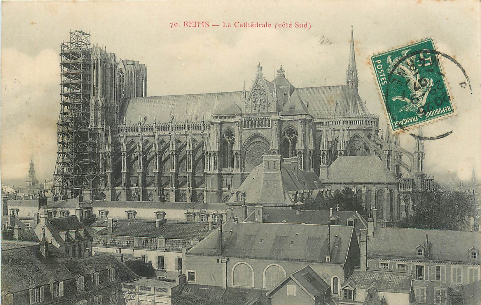 CPA Reims la Cathedrale cote sud 