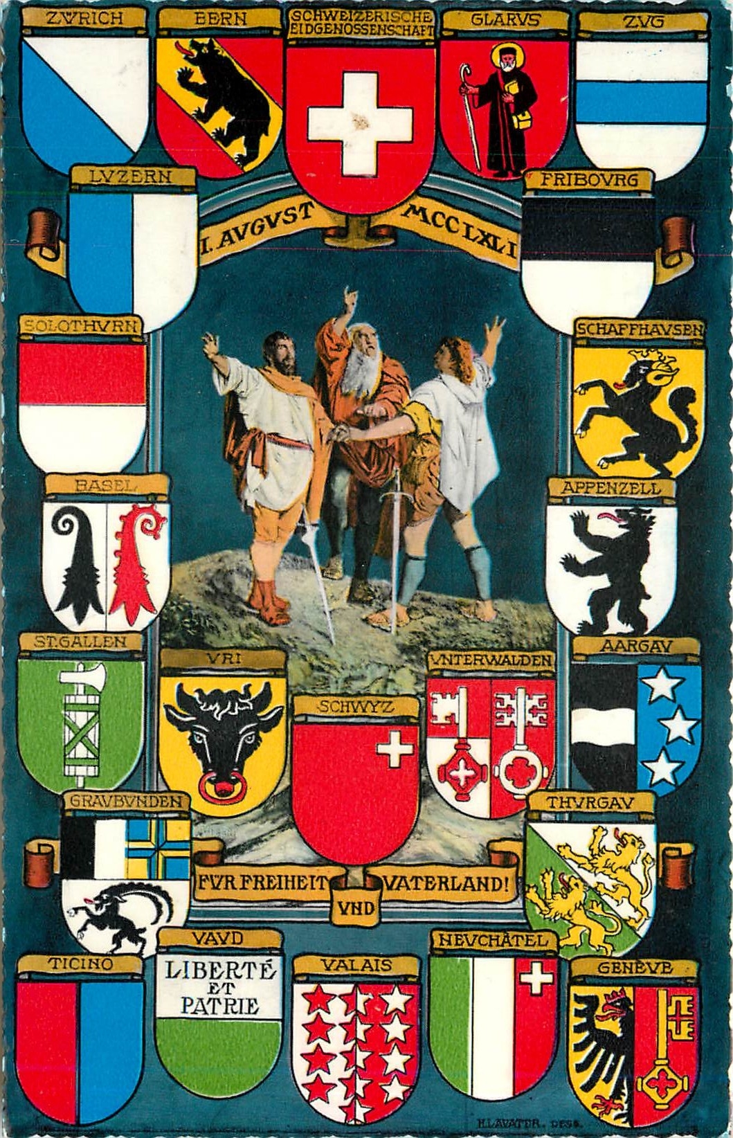 CPM Suisse Ours Chevre Armes