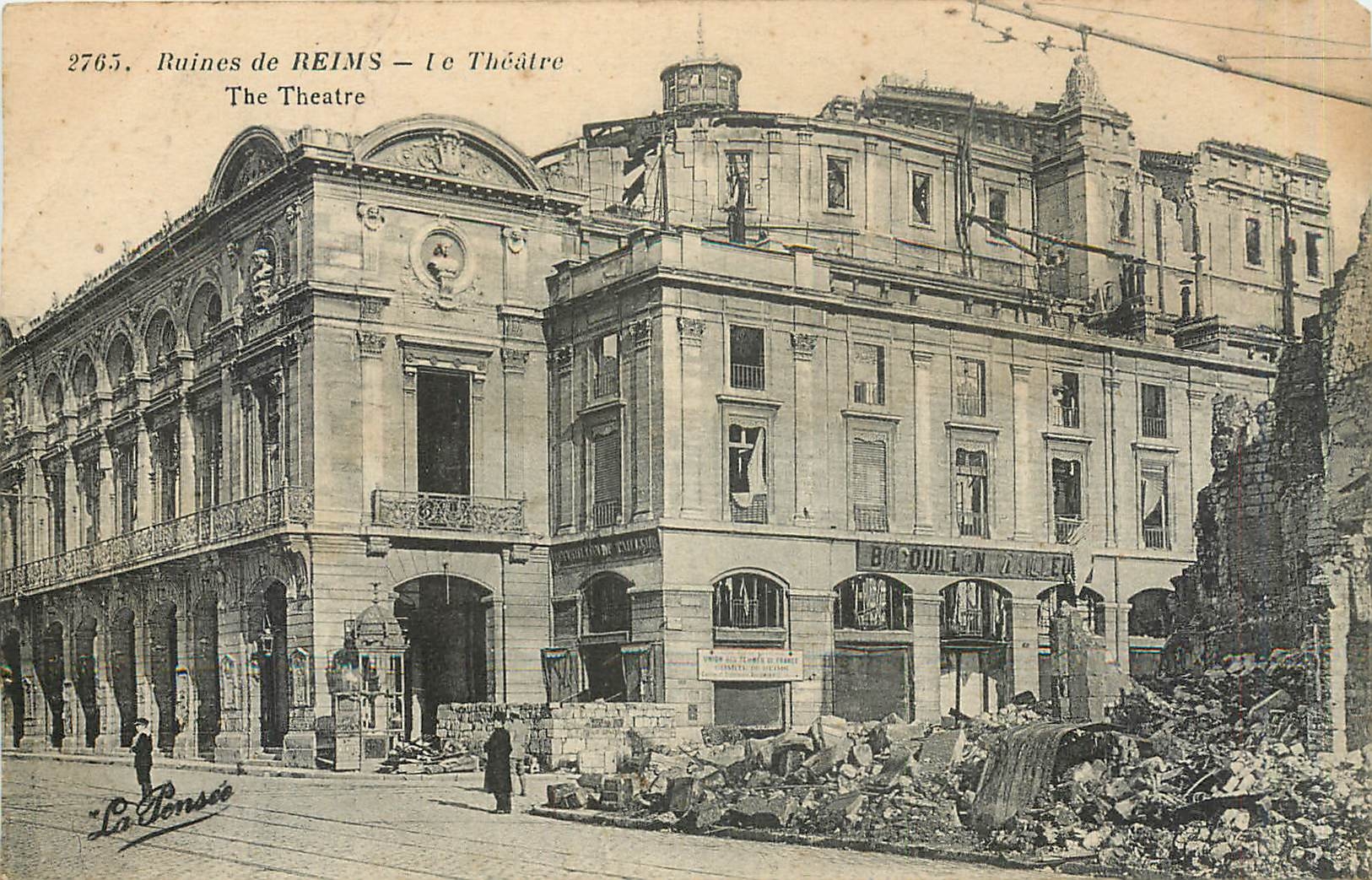 CPA Ruines de Reims le Theatre Militaria
