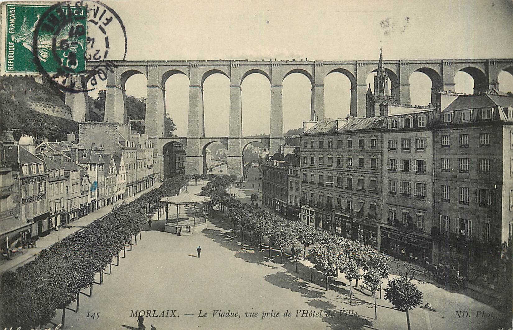 CPA Morlaix le viaduc vue price de l'Hotel de Ville