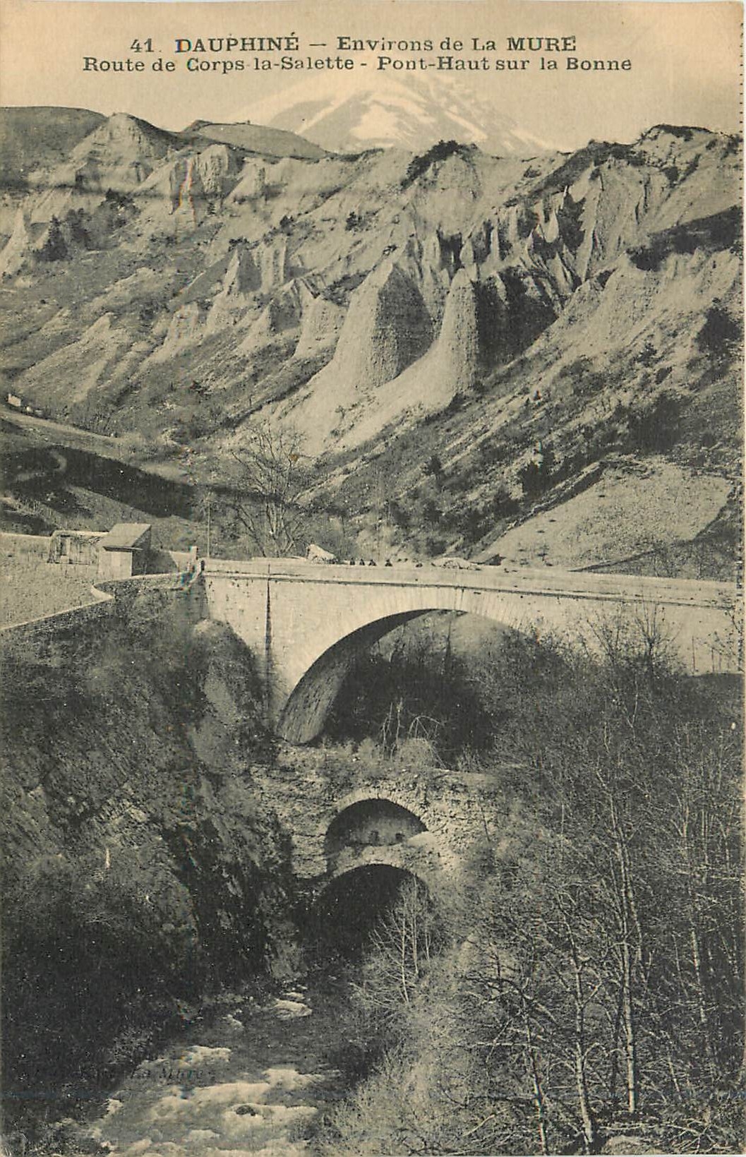 CPA Dauphine Environs de la Mure Route de Corps la Salette Pont Haut sur la Bonne