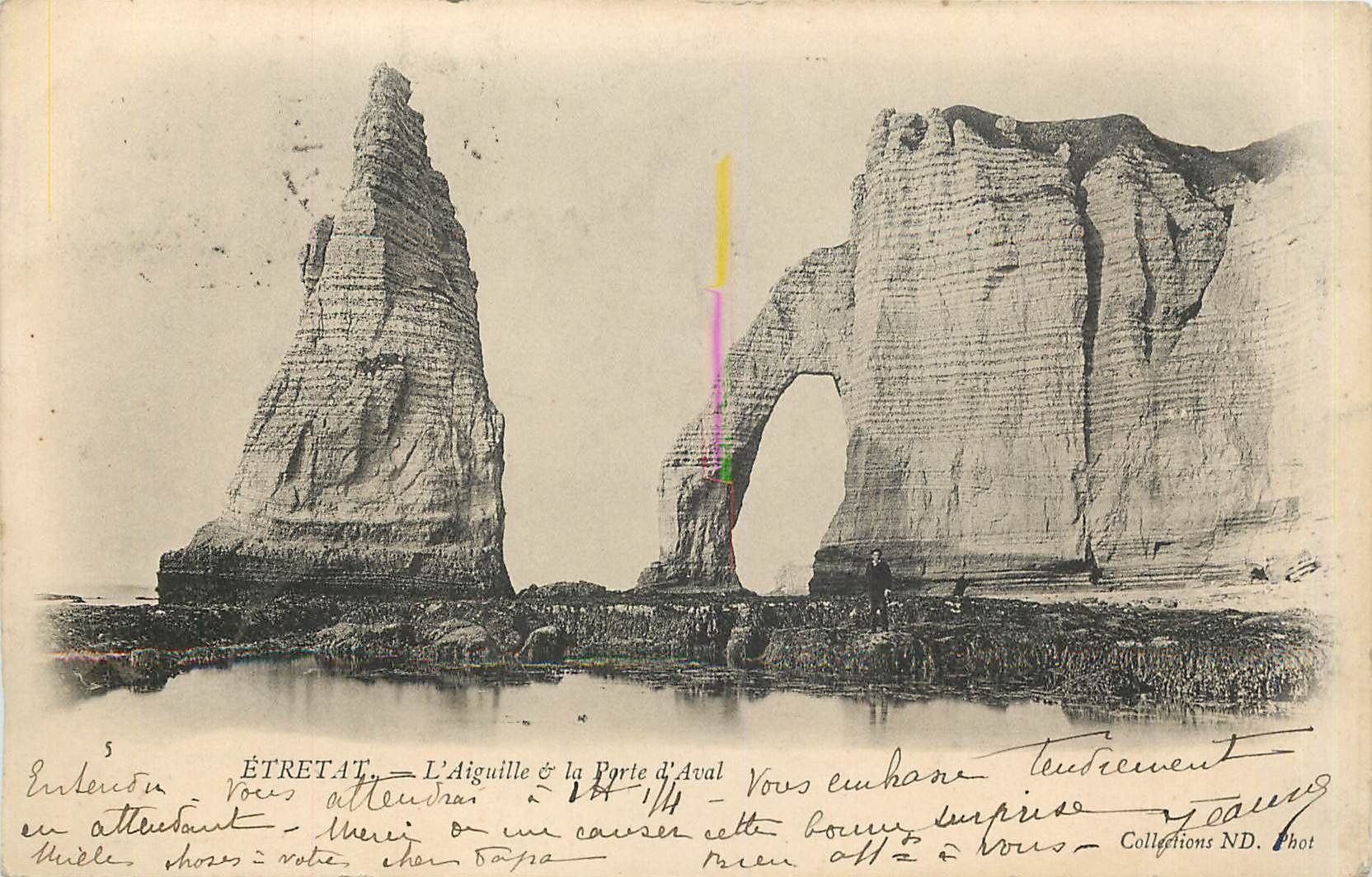 CPA Etretat L'Aiguille la Porte d'Aval 