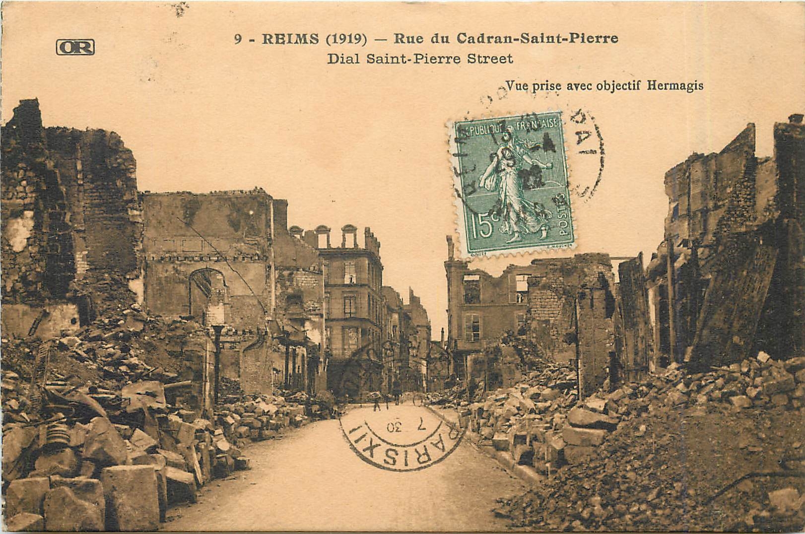 CPA Reims 1919 Rue du Cadran Saint Pierre Militaria