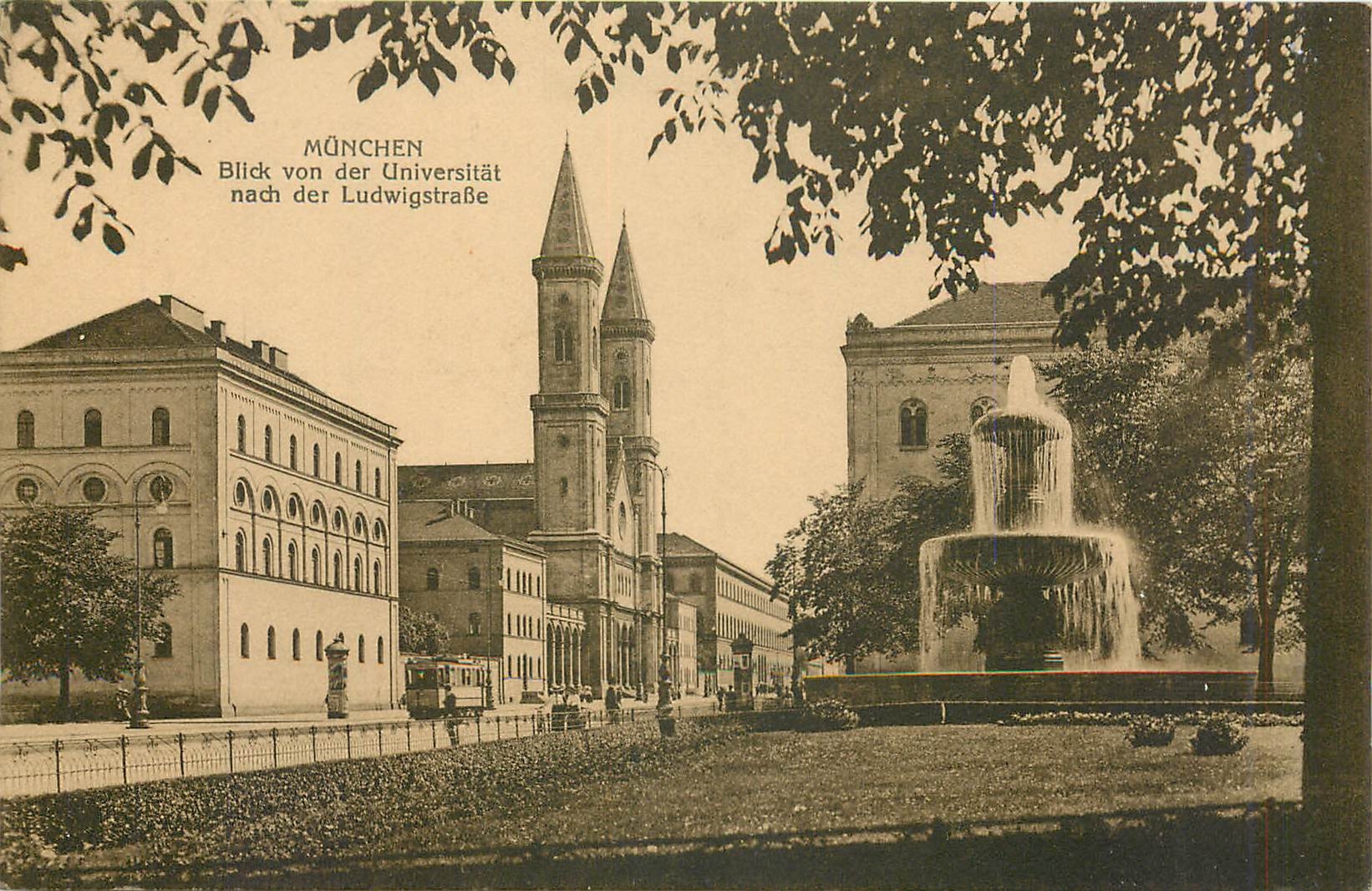 CPA Munchen Blick von der Universitat nach der Ludwigstrasse
