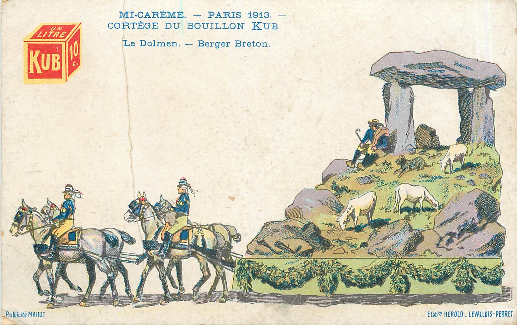 CPA Mi-Creme  -  Paris 1913 - Cortege du Bouillon Kub Le Dolmen-Berger Breton