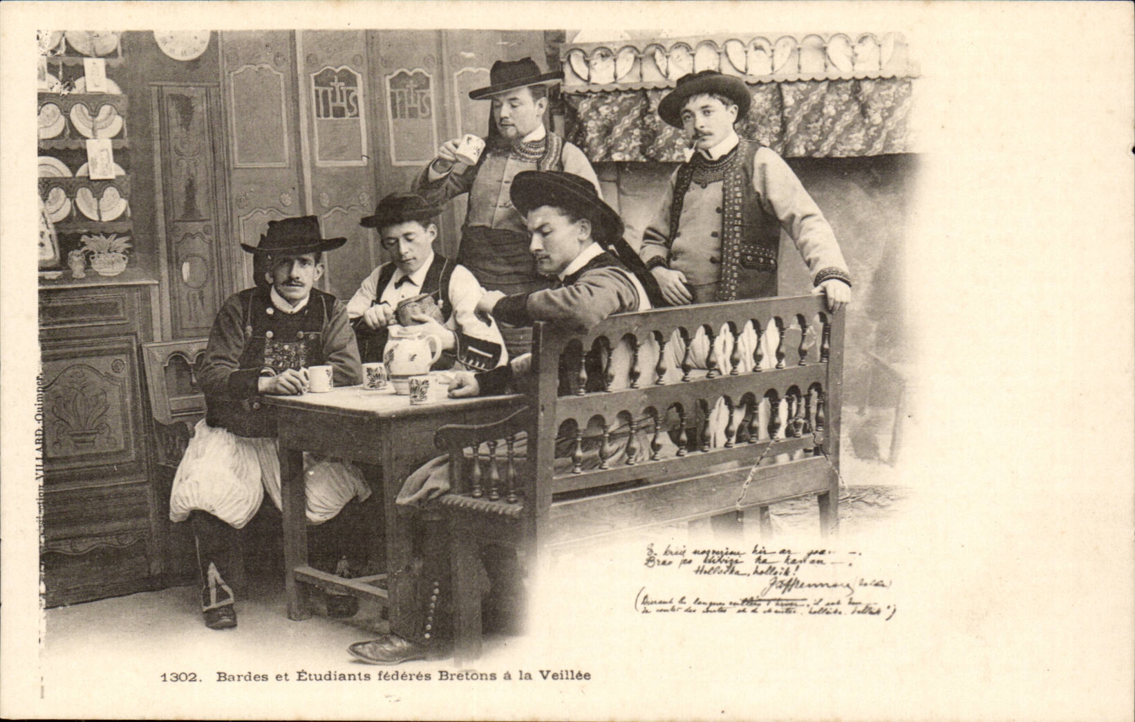 Breton CPA Bards and federate students with the veillee (folklore caps costume)