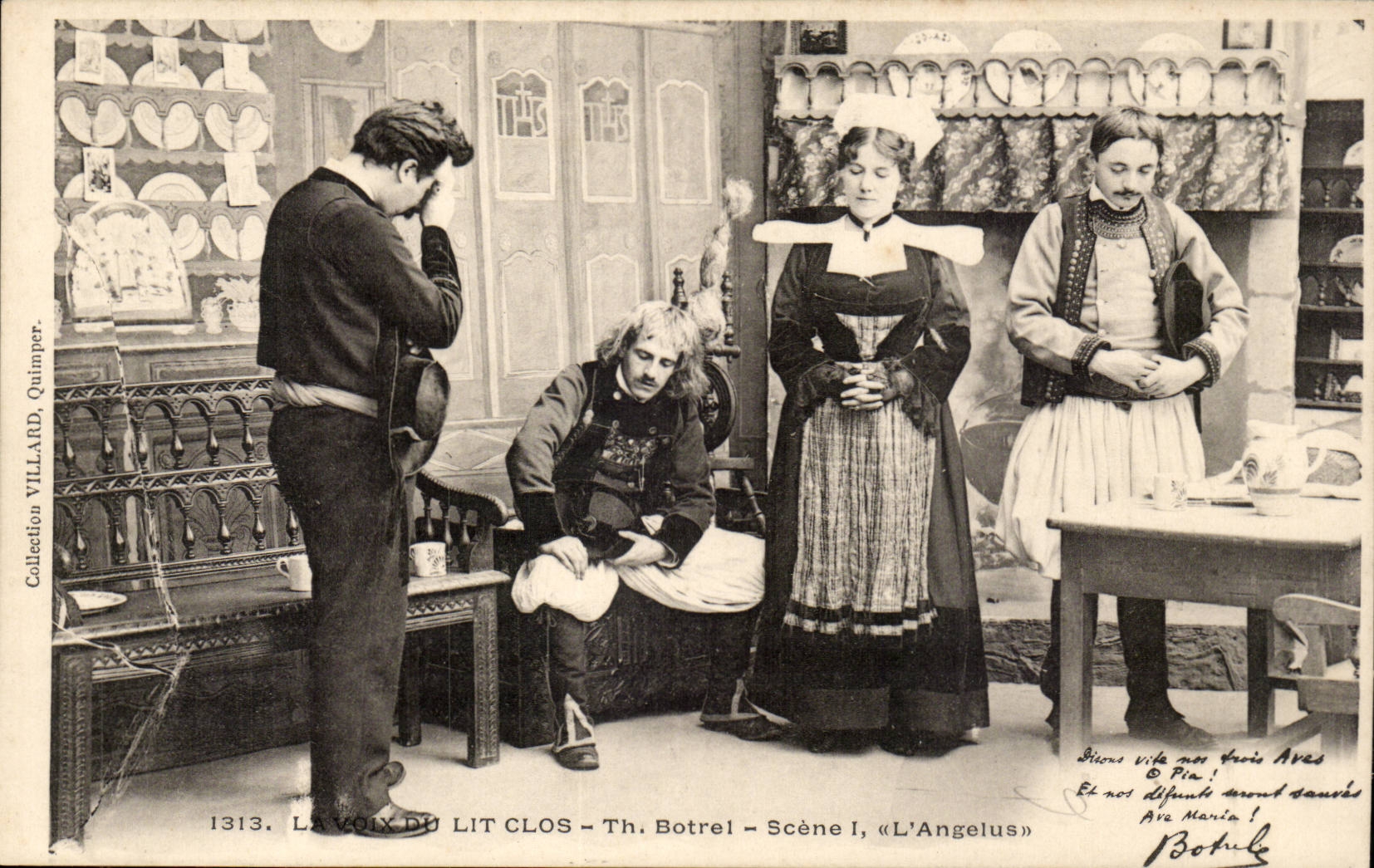 CPA the voice of the closed bed the Angelus (folklore costume)