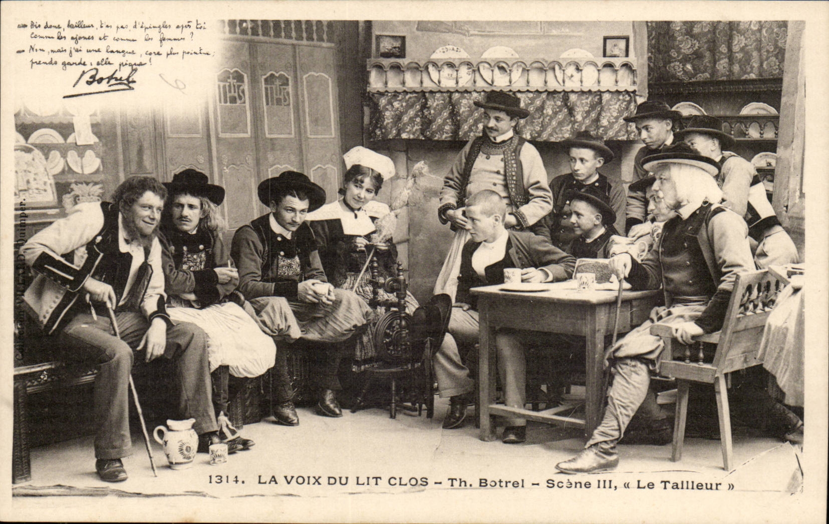 CPA the voice of the closed bed the tailor (folklore costume)