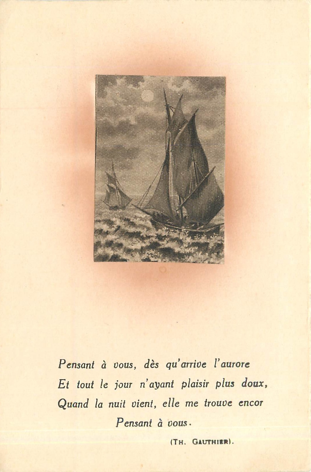 CPA Pensant a vous des qu'arrive l'aurore et tout le jour n'ayant plaisir plus doux Bateau