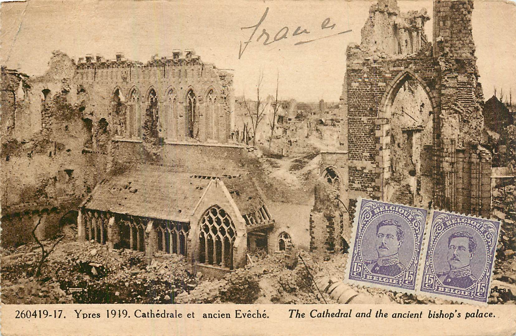 CPA Ypres 1919 Cathedrale et ancien Eveche 