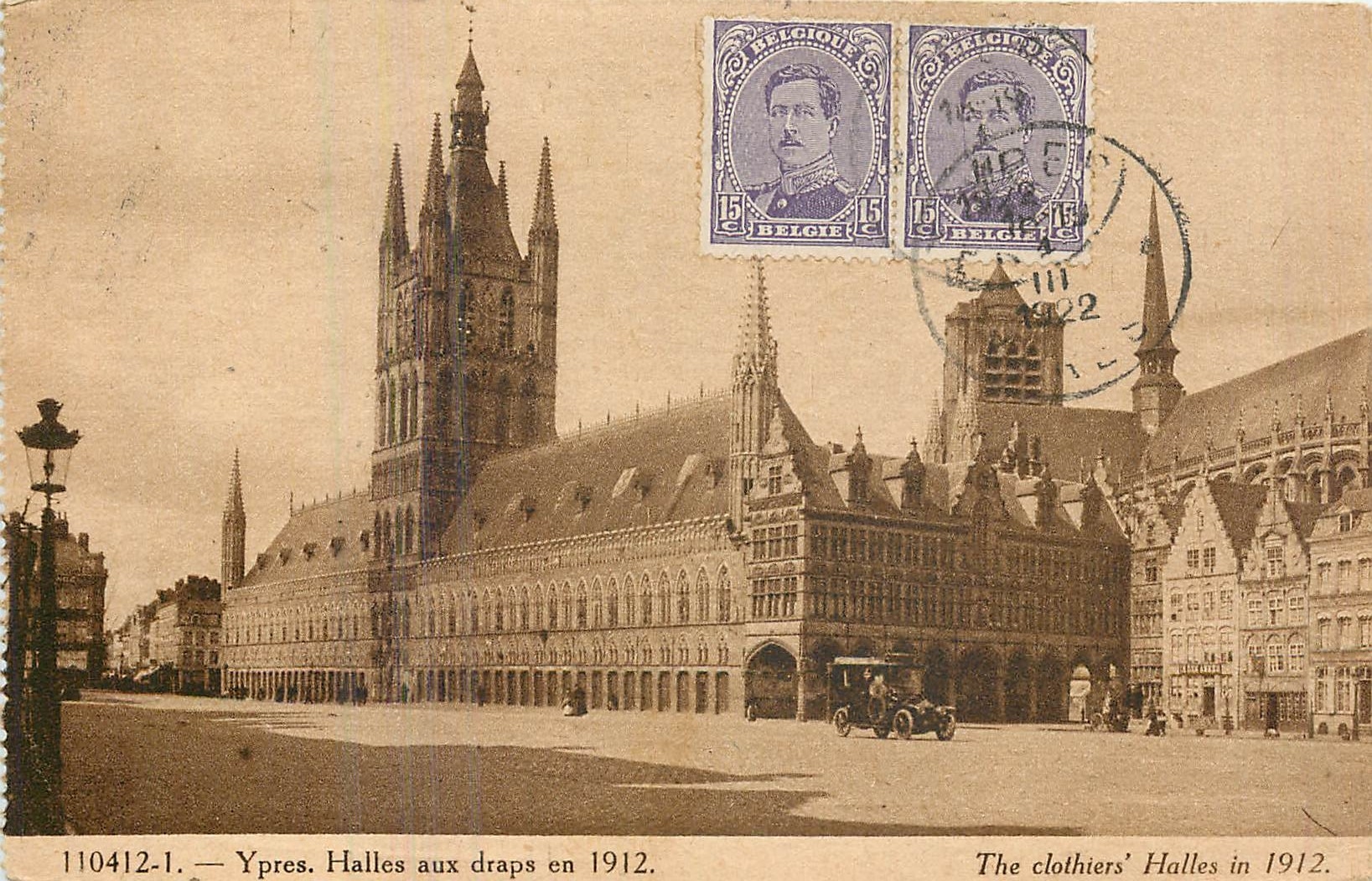 CPA Ypres Halles aux draps en 1912 