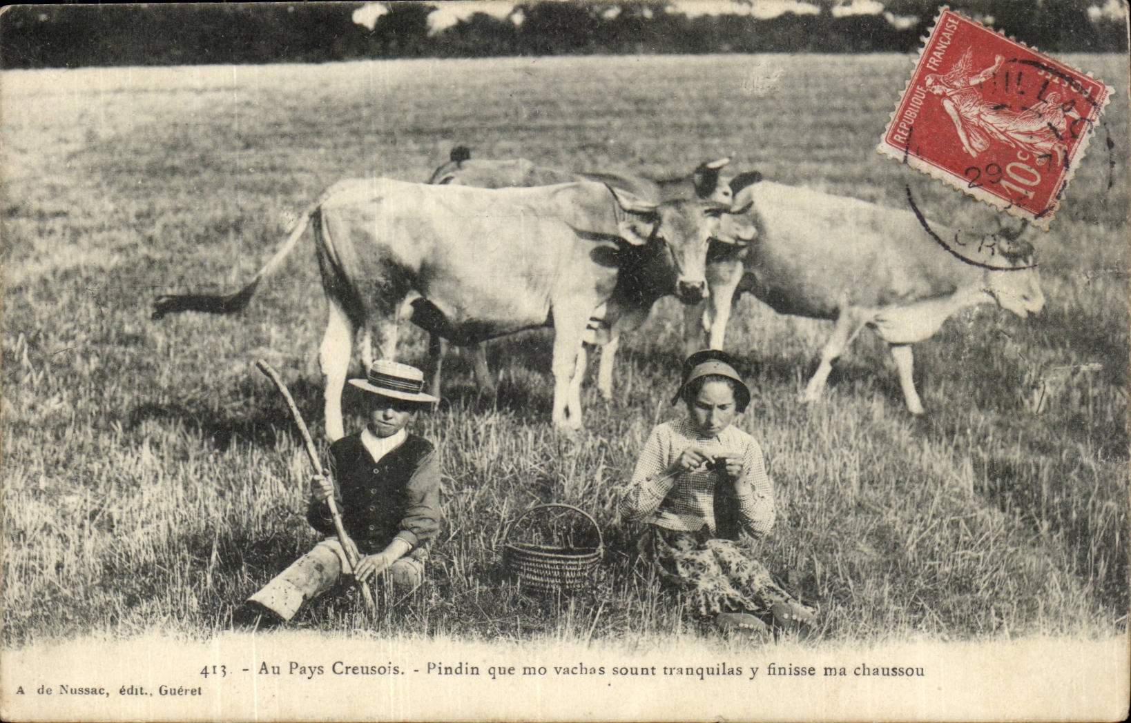 CPA With the country creusois Pindin that Mo vachas soutn tranquilas finishes there my chaussou (oxen peasant children) TOP