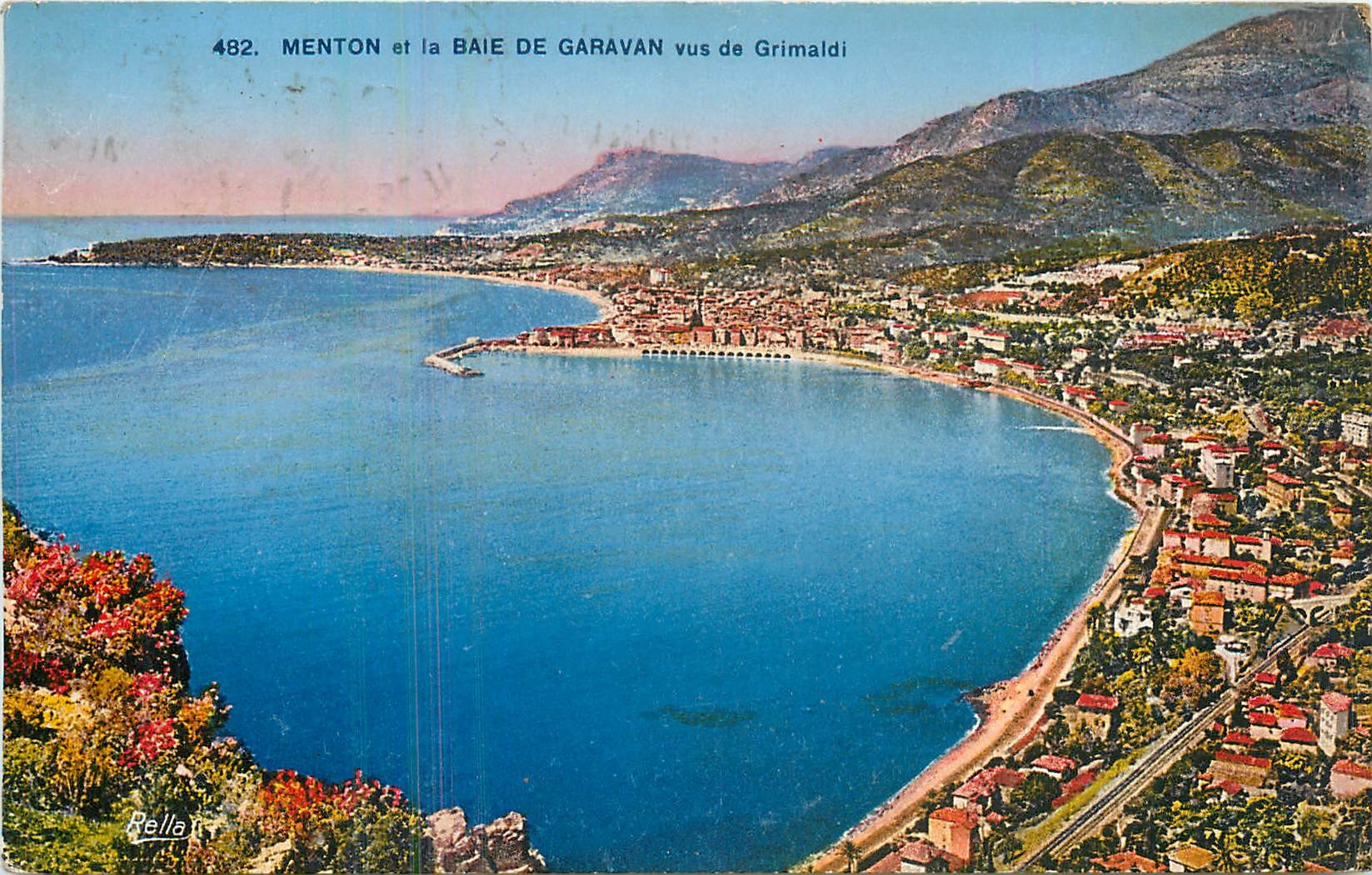 CPA Menton et la Baie de Garavan vus de Grimaldi 