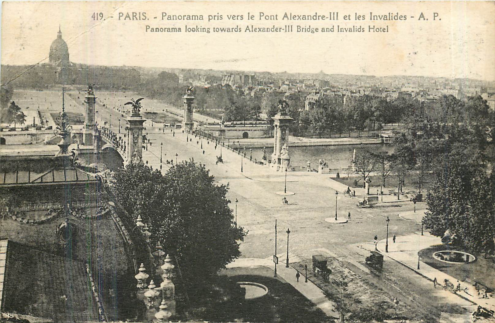 CPA Paris Panorama pris vers le Pont Alexandre III et les Invalides