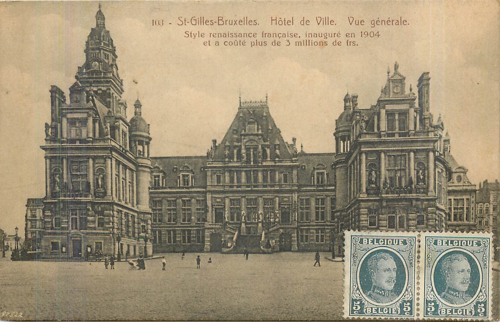 CPA St Gilles Bruxelles Hotel de Ville Vue generale