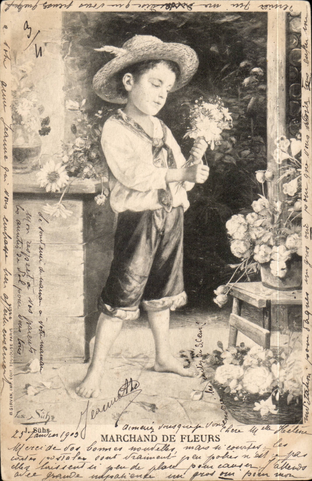 CPA Folklore Costume Marchand de fleurs (enfant)