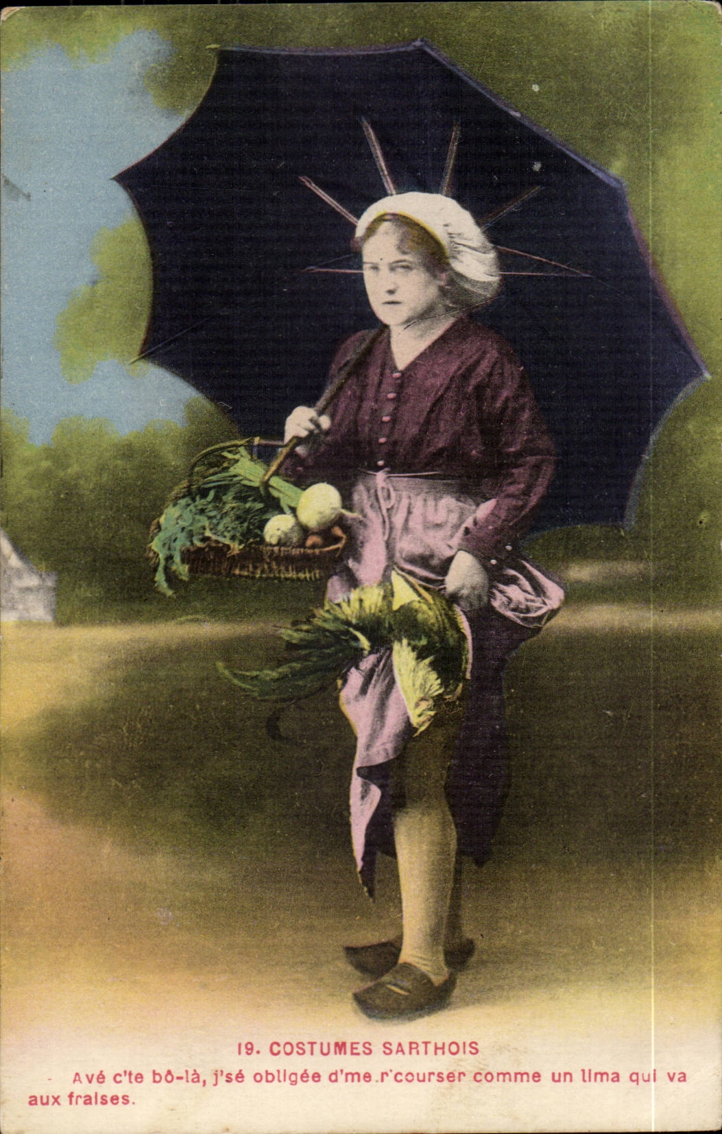 CPA Costume Folklore Sarthe-native Costumes Ave cte club-footed