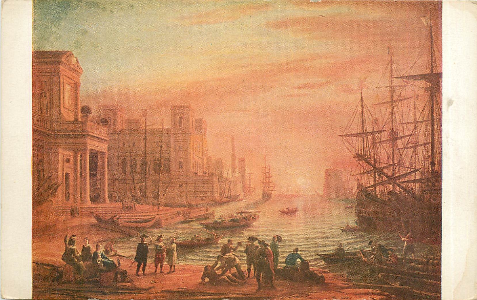 CPA Claude Gelee dit Claude Lorrain - Un Port de mer au Soleil couchant