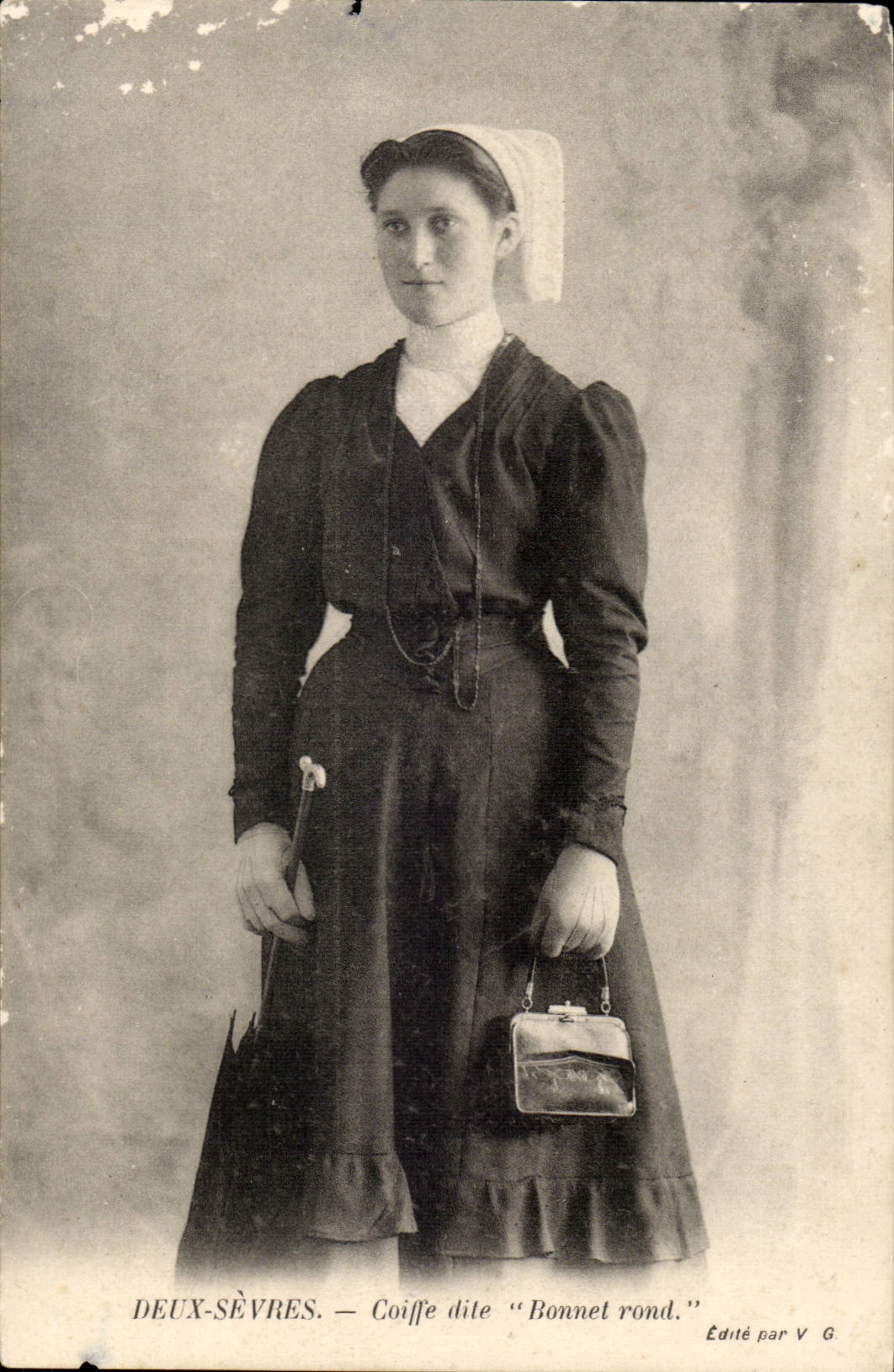 CPA Coiffe known as Bonnet round (folklore costume) Two Separate