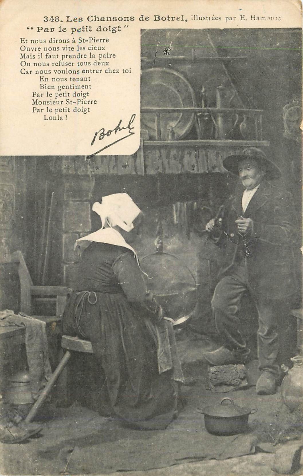 CPA Les Chansons de Botrel Par le petit doigt Folklore