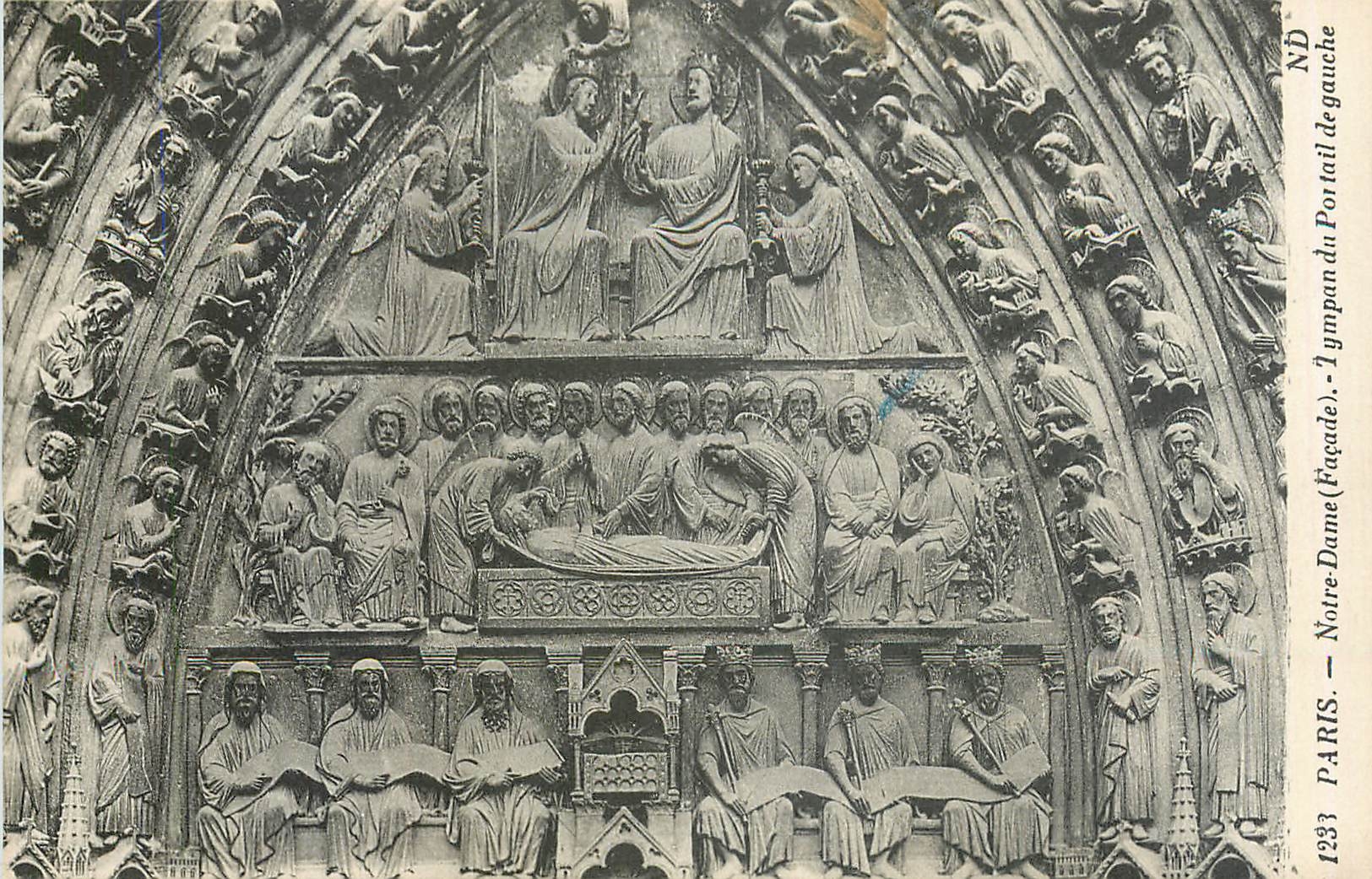 CPA Paris Notre Dame Facade Tympan du Portail de gauche