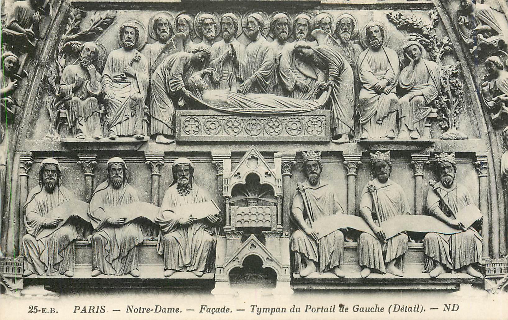 CPA Paris Notre Dame Tympan du Portail de Gauche Detail