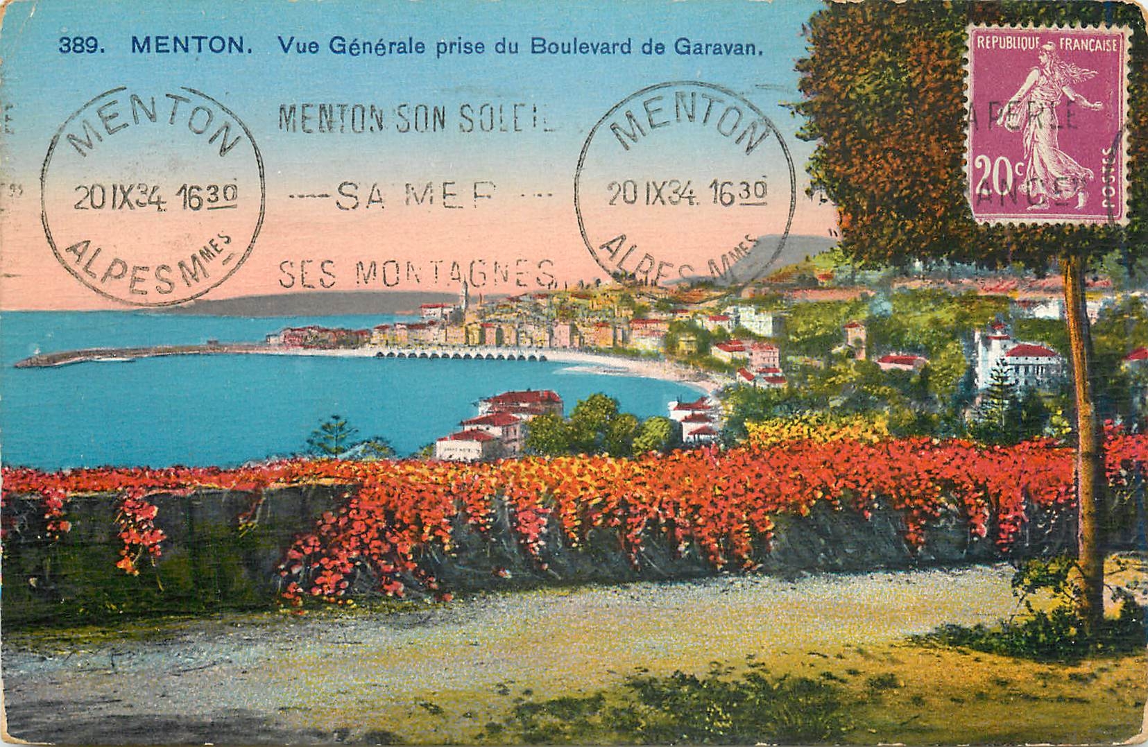 CPA Menton Vue Generale prise du Boulevard de Garavan 