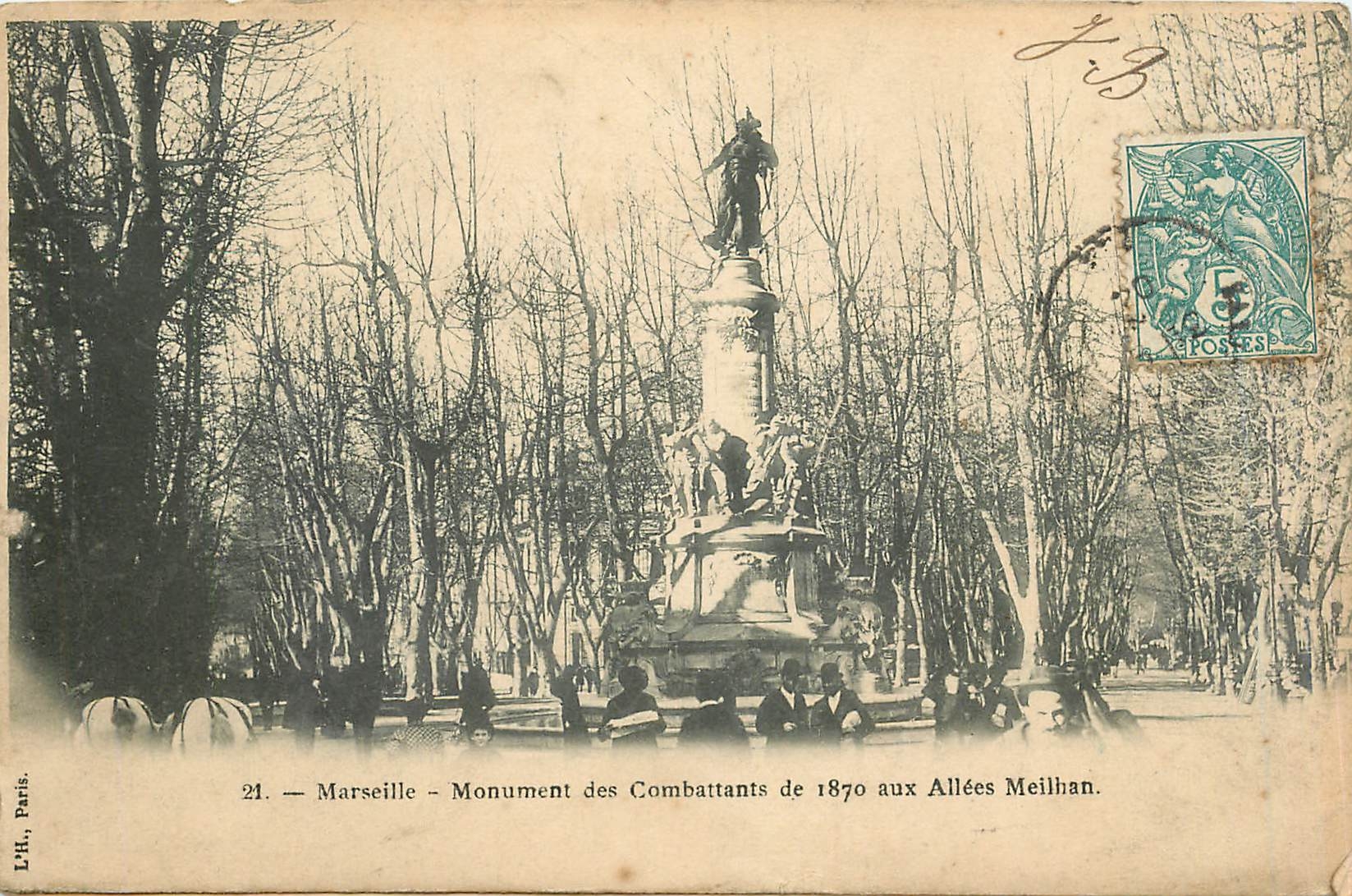 CPA Marseille Monument des Combattants de 1870 aux Allees Meilhan