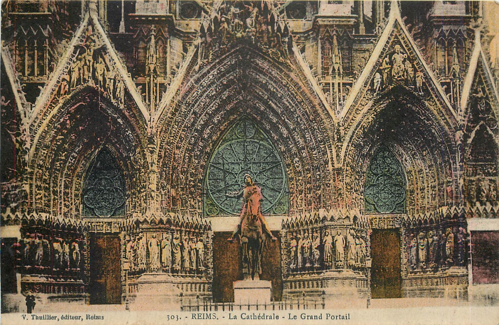CPA Reims La Cathedrale Le Grand Portail 