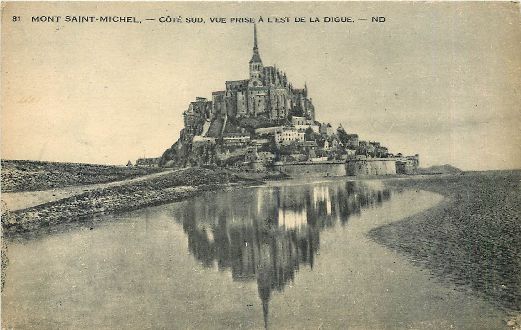 CPA MONT SAINT MICHEL- COTE SUD  VUE PRISE A L'EST DE LA DIGUE