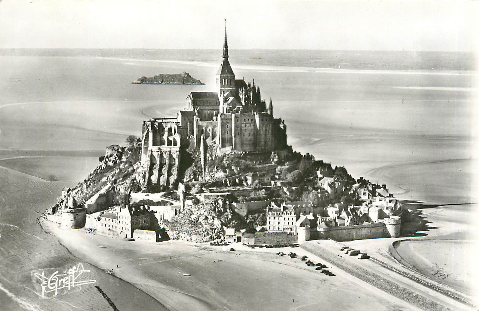 CPA MONT ST MICHEL-(Manche)-Vue aerienne.Le Couesnon-le Mont (façade Ouest)L'ile de Tombeaine et la