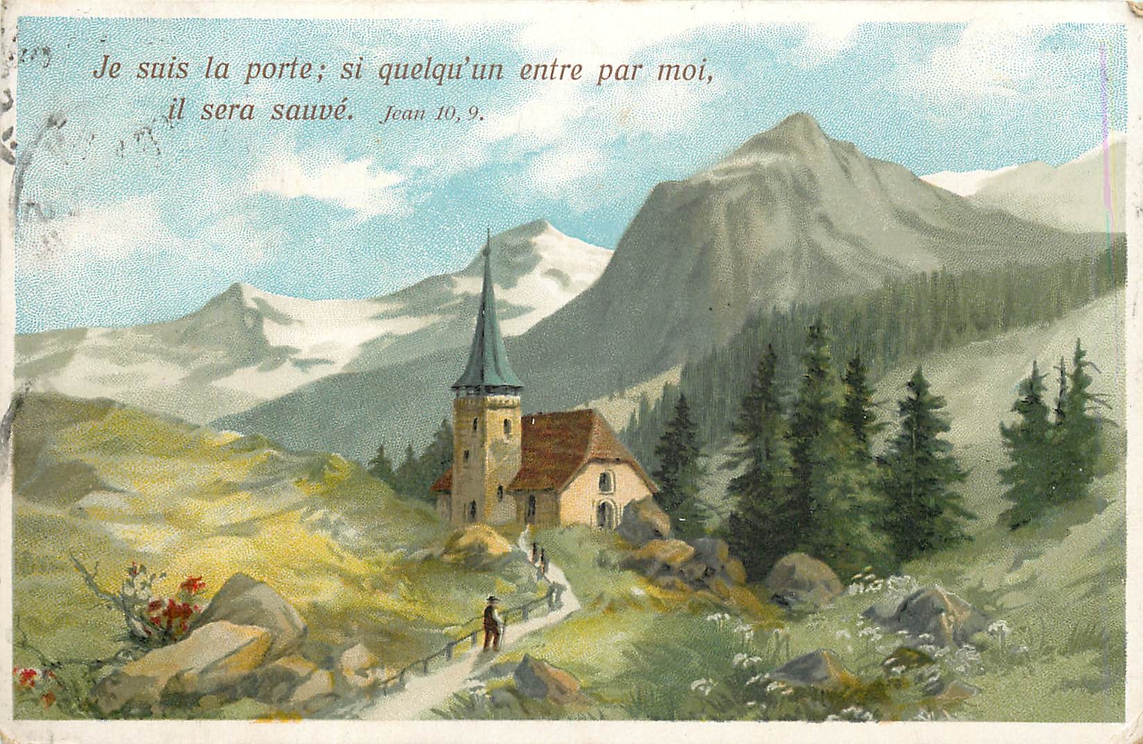 CPA Je suis la porte si quelqu un entre par moi il sera sauve