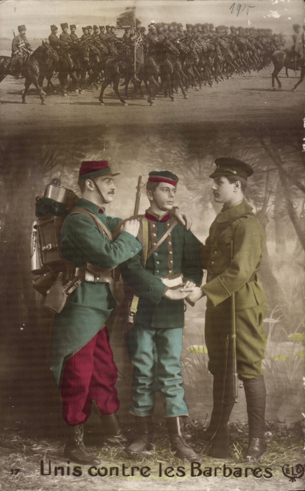 CPA verband gegen die Barbaren Soldat-Kosaken patriotisches Militaria