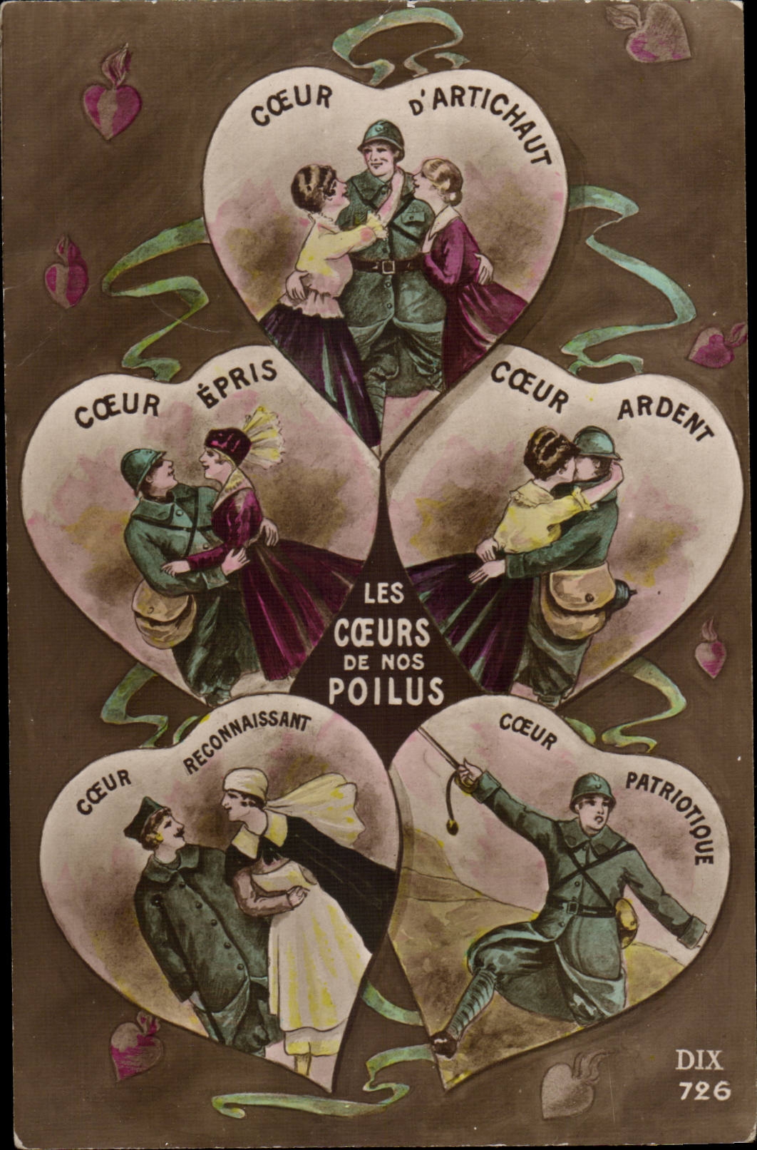 CPA hearts of our hairy patriotic Militaria War Love Humor