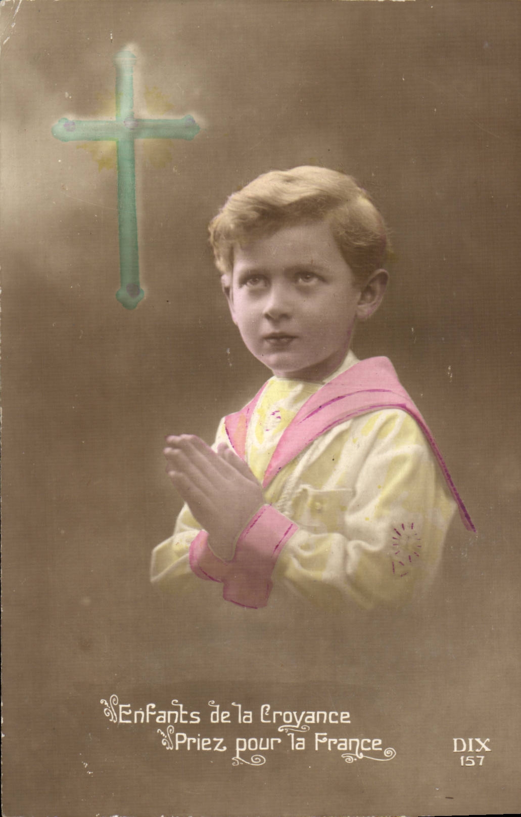 Fantaisie CPA Enfants de la croyance priez pour la France