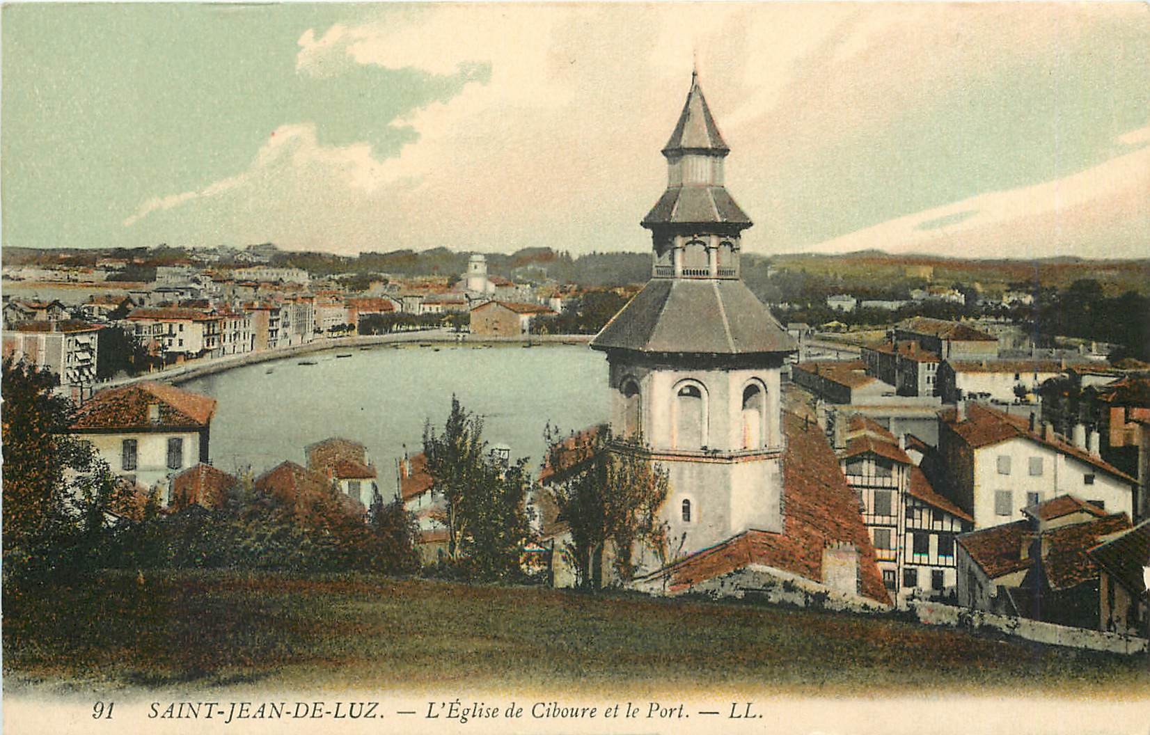 CPA Saint Jean de Luz L'Eglise de Ciboure et le Port