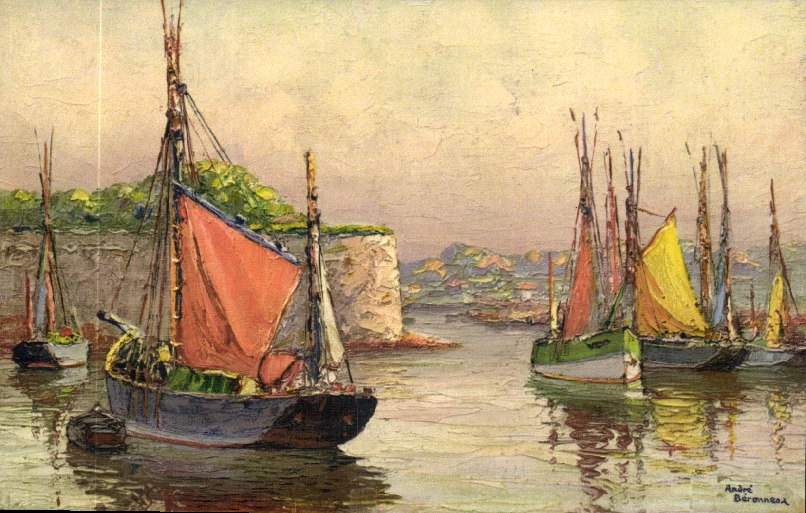 Illustrateur Bateau Boat CPA Fishes Sinning Trawlers