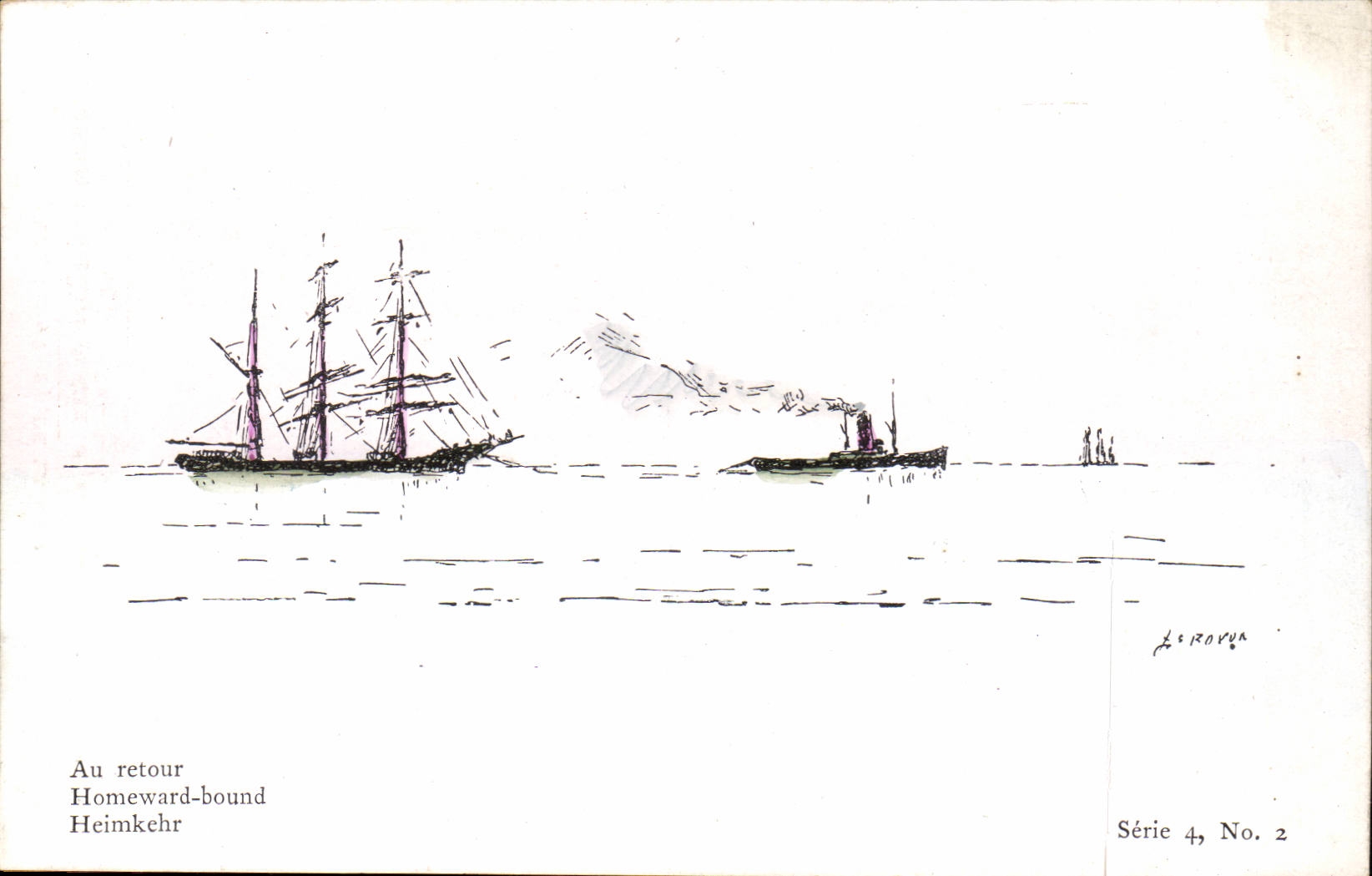 Illustrator Boat Boat CPA With the return Heimkehr Royon War