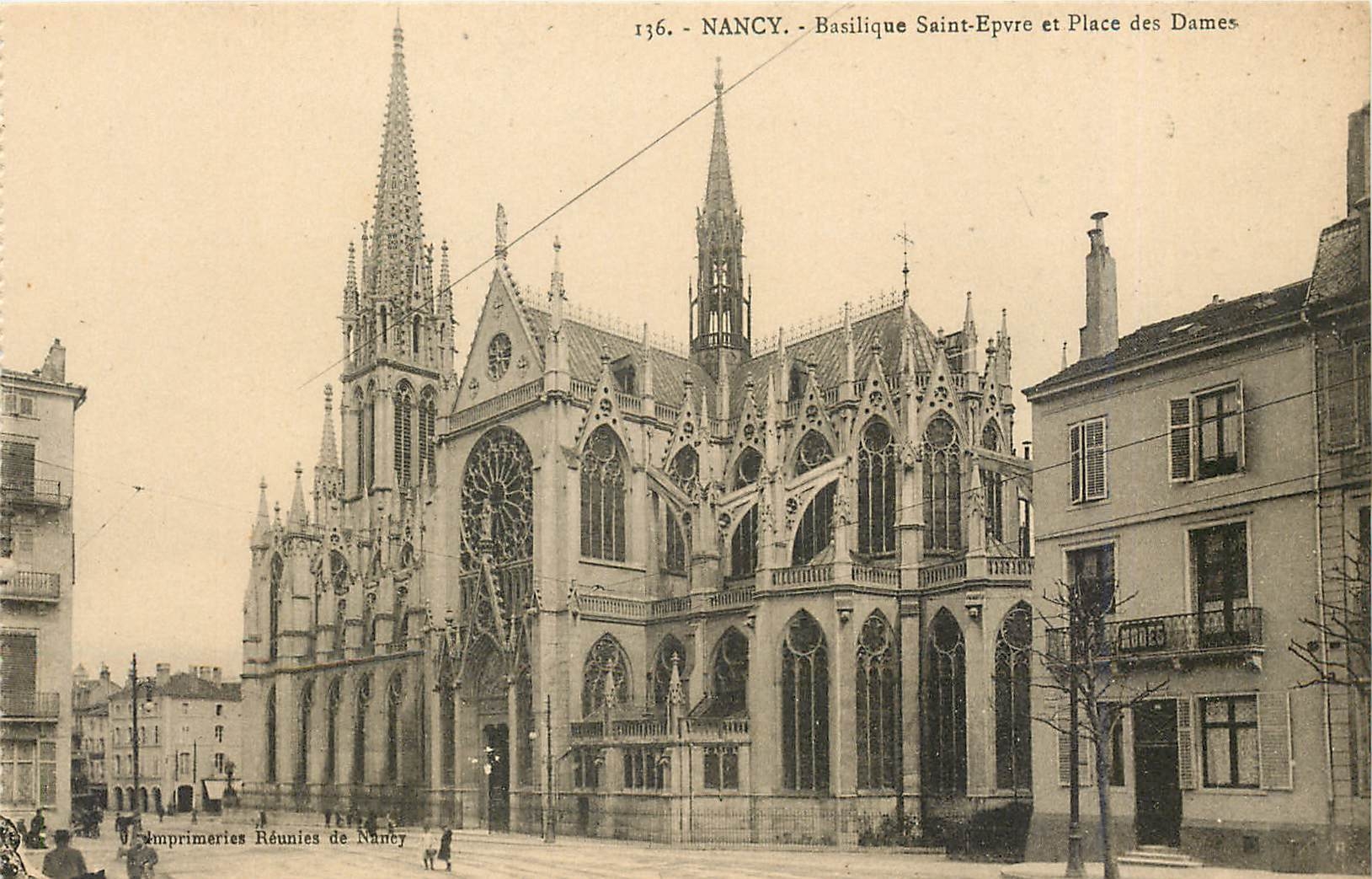 CPA Nancy Basilique Saint Epvre et Place des Dames