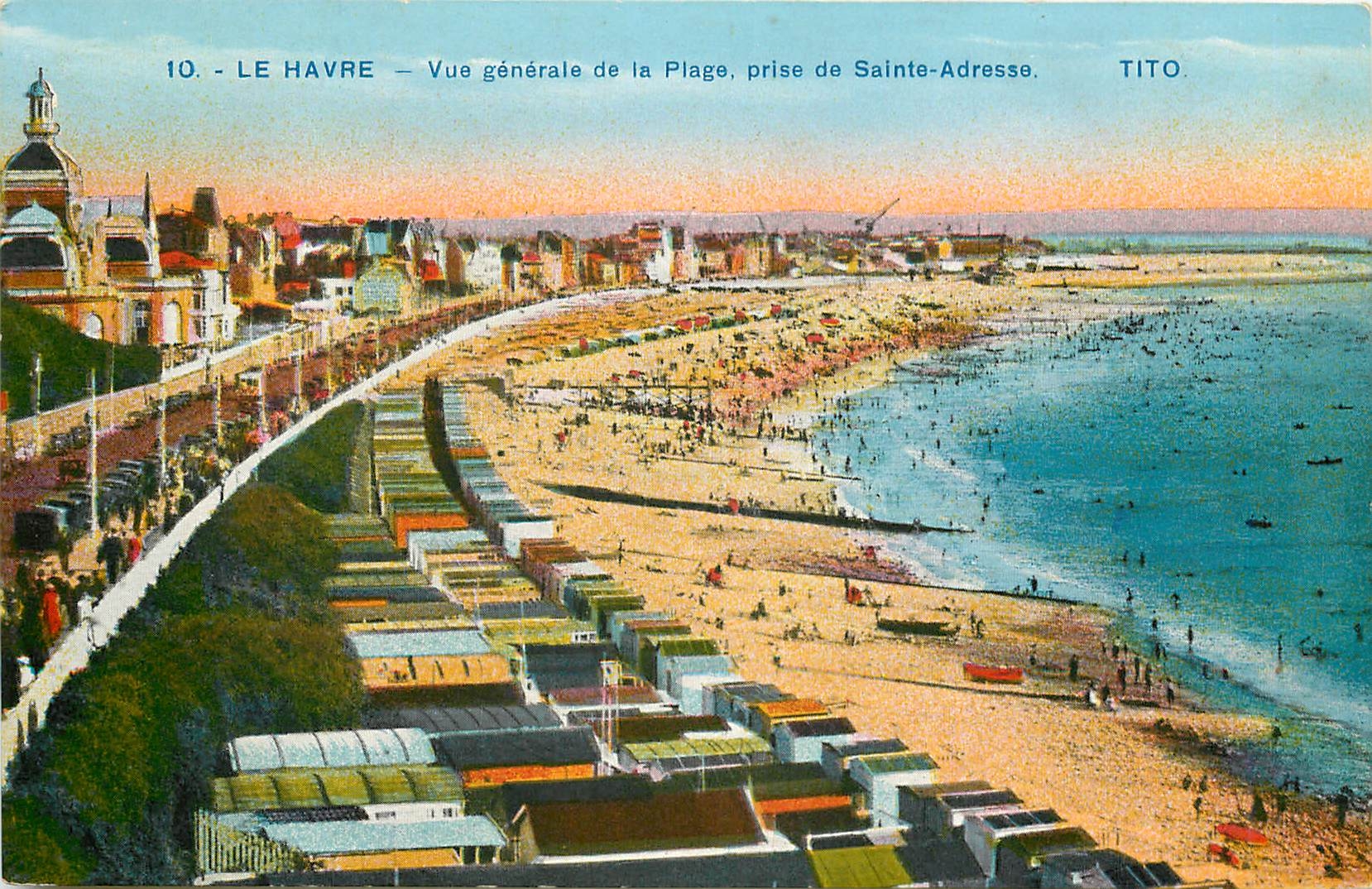 CPA Le Havre Vue generale de la Plage prise de Sainte Adresse